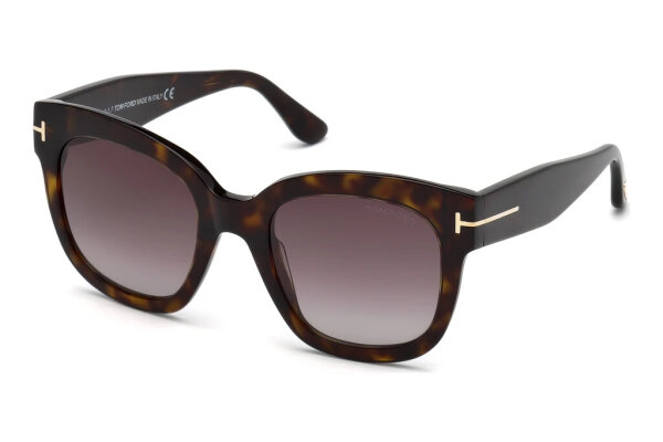 TOM FORD FT0613/S 52T Sunglasses, dark Havana frame, 52 mm lens width, 22 mm bridge width, 140 mm temple length