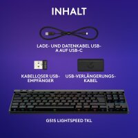 Logitech G515 QWERTZ Kabellose TKL Gaming-Tastatur, LIGHTSYNC RGB, PBT-Tasten, taktile mechanische Schalter, deutsches Layout, schwarz