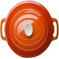 Vogue GH312 6-Liter Oval Gusseisen-Auflaufform, Orange & Creme, emailliert, induktionsgeeignet, 125x230x305 mm