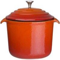Vogue GH312 6-Liter Oval Gusseisen-Auflaufform, Orange & Creme, emailliert, induktionsgeeignet, 125x230x305 mm