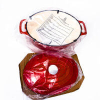 Vogue GH312 6-Liter Oval Gusseisen-Auflaufform, Orange & Creme, emailliert, induktionsgeeignet, 125x230x305 mm