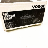 Vogue GH312 6-Liter Oval Gusseisen-Auflaufform, Orange & Creme, emailliert, induktionsgeeignet, 125x230x305 mm