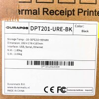 Durapos DPT201 Mini-Belegdrucker mit USB, seriell, Ethernet, kompakt, schwarz, 232x174x167 mm