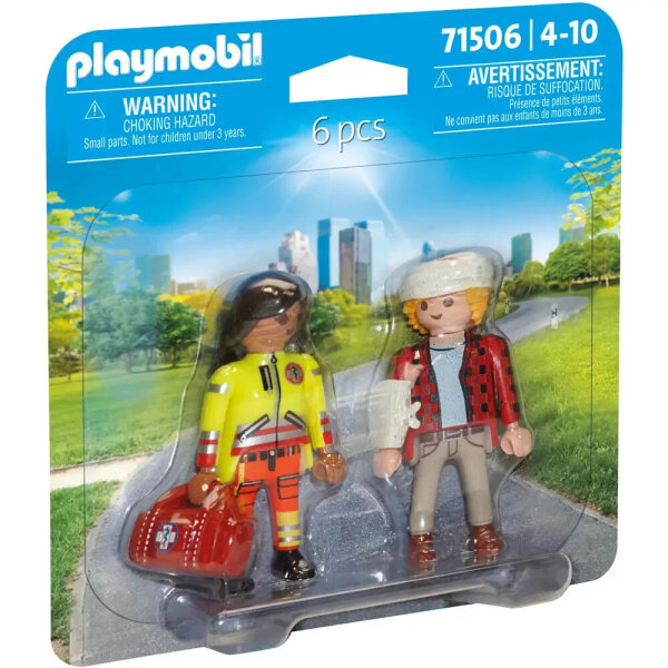 PLAYMOBIL 71506 DuoPack Sanitäter mit Patient, 6-teilig, für Kinder 4-10 Jahre, Kleinteile