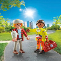 PLAYMOBIL 71506 DuoPack Sanitäter mit Patient, 6-teilig, für Kinder 4-10 Jahre, Kleinteile