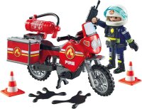 PLAYMOBIL 71466 Action Heroes Feuerwehr-Motorrad, 21-teilig, für Kinder 4-10 Jahre, schnelles Einsatzfahrzeug