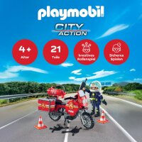 PLAYMOBIL 71466 Action Heroes Feuerwehr-Motorrad, 21-teilig, für Kinder 4-10 Jahre, schnelles Einsatzfahrzeug