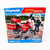 PLAYMOBIL 71466 Action Heroes Feuerwehr-Motorrad, 21-teilig, für Kinder 4-10 Jahre, schnelles Einsatzfahrzeug