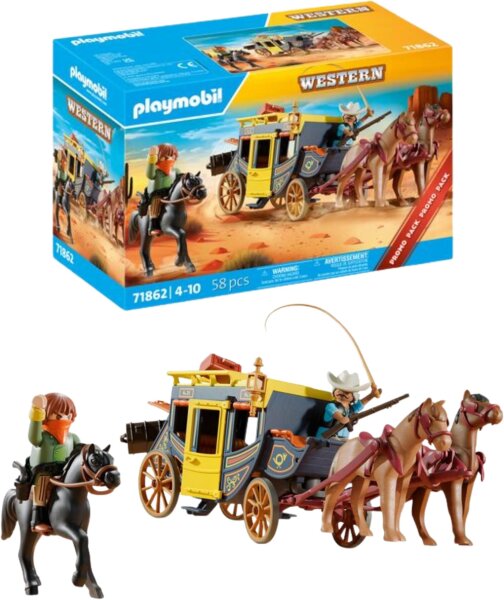 PLAYMOBIL 71862 Western Abenteuerspielset mit 58 Teilen, Figuren und Pferden, geeignet für 4-10 Jahre