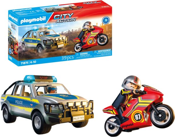 Playmobil City Action 71875 Polizei-Pick-Up mit Licht & Sound, 39 Teile, Verfolgungsjagd, 4-10 Jahre, actionreiches Spielzeug