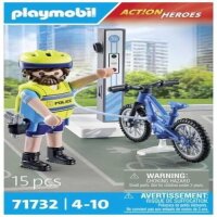 Playmobil Action Heroes 71732 Fahrradpolizist mit Ladestation, 15 Teile, für Kinder 4-10 Jahre