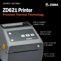 ZEBRA ZD621 Thermal Direct Shipping Label Printer 4" 203 dpi USB Serial Ethernet NFC for UPS USPS FedEx