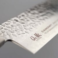 Suncraft Senzo FT-01 Santoku Chefs Knife 16.5 cm Tsuchime Damascus VG-10 Steel Core Pakka Wood Handle