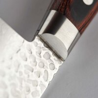 Suncraft Senzo FT-01 Santoku Chefs Knife 16.5 cm Tsuchime Damascus VG-10 Steel Core Pakka Wood Handle