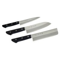 Tojiro Basic TBS-300 3-piece kitchen knife set VG10 laminate Santoku 17 cm, utility knife 13.5 cm, Nakiri 16.5 cm
