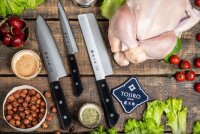 Tojiro Basic TBS-300 3-teiliges Küchenmesser Set VG10 Laminat Santoku 17 cm, Universalmesser 13,5 cm, Nakiri 16,5 cm