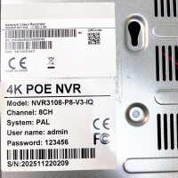 UTC Unitechcam NVR3108-P8-V3-IQ 8-Channel 4K PoE Network Video Recorder without HDD