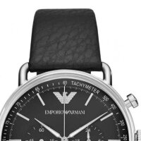 Emporio Armani AR11143 Herrenarmbanduhr 43 mm Quarz Edelstahl 50 m Lederarmband 2 Hilfszifferblätter