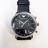 Emporio Armani AR11143 Herrenarmbanduhr 43 mm Quarz Edelstahl 50 m Lederarmband 2 Hilfszifferblätter