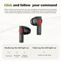 HTC NE40 In-Ear Bluetooth 6.0 TWS Kopfhörer mit LED-Display, KI-HiFi Audio, Touch-Steuerung, wasserdicht, Mikrofon für Sport & Büro