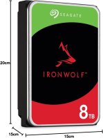 Seagate IronWolf ST8000VN004 8TB NAS interne Festplatte SATA 7200 RPM 180 MB/s 6 Gb/s für 1-8 Bay NAS, 180 TB/Jahr