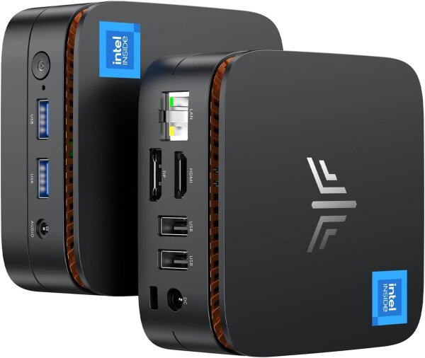 NiPoGi Pinova P1 4300U Mini PC, 8GB DDR4 RAM, 256GB SSD, 4C/4T bis 3,7 GHz, 4K@60Hz Triple Display, WiFi 5, BT 4.2, Windows 11, Schwarz