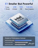 NiPoGi Pinova P1 4300U Mini PC, 8GB DDR4 RAM, 256GB SSD, 4C/4T bis 3,7 GHz, 4K@60Hz Triple Display, WiFi 5, BT 4.2, Windows 11, Schwarz