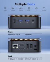 NiPoGi Pinova P1 4300U Mini PC, 8GB DDR4 RAM, 256GB SSD, 4C/4T bis 3,7 GHz, 4K@60Hz Triple Display, WiFi 5, BT 4.2, Windows 11, Schwarz