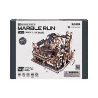 ROKR Infinite Cycle LGC01 3D Wooden Puzzle Marble Spaceport with Loop Track, Gears, 10 Steel Balls, Manual/Electric, Ages 14+