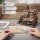 ROKR Robotime LGA01 3D Wooden Puzzle Marble Run with Gear Drive and Acrylic Stand, 10 Steel Balls, Model Kit for Adults Ages 14 and Up