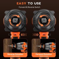 Protmex 21V Brushless Akku-Schlagschrauber 1/2 Zoll 1200 Nm 900 ft-lbs 2x4,0 Ah variabel Orange/Schwarz