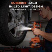 Protmex 21V Brushless Akku-Schlagschrauber 1/2 Zoll 1200 Nm 900 ft-lbs 2x4,0 Ah variabel Orange/Schwarz