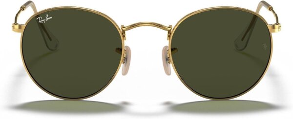 Ray-Ban RB3447 Unisex Sonnenbrille, runder Metallrahmen, 100% UV-Schutz, Nasenpads, Mikrofasertuch, Lederetui