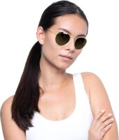 Ray-Ban RB3447 Unisex Sonnenbrille, runder Metallrahmen, 100% UV-Schutz, Nasenpads, Mikrofasertuch, Lederetui