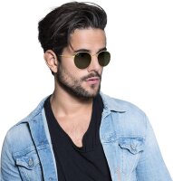 Ray-Ban RB3447 Unisex Sonnenbrille, runder Metallrahmen, 100% UV-Schutz, Nasenpads, Mikrofasertuch, Lederetui