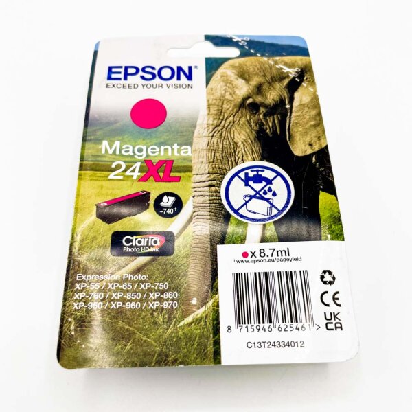 Epson 24XL C13T24334012 Magenta Druckerpatrone 8,7 ml, 740 Seiten, kompatibel mit XP-55 bis XP-970