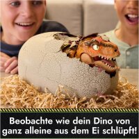 Primal Hatch Jurassic World T-Rex im Ei 30 cm interaktives Dinosaurier-Spielzeug mit 100+ Sounds, Clicker, Batterien, ab 5 Jahren