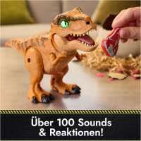 Primal Hatch Jurassic World T-Rex im Ei 30 cm interaktives Dinosaurier-Spielzeug mit 100+ Sounds, Clicker, Batterien, ab 5 Jahren