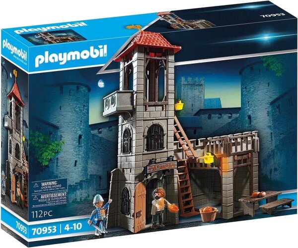 PLAYMOBIL 70953 Mittelalterlicher Turm Spielset, 112 Teile, Grau, Figuren & Zubehör, ab 4-10 Jahren