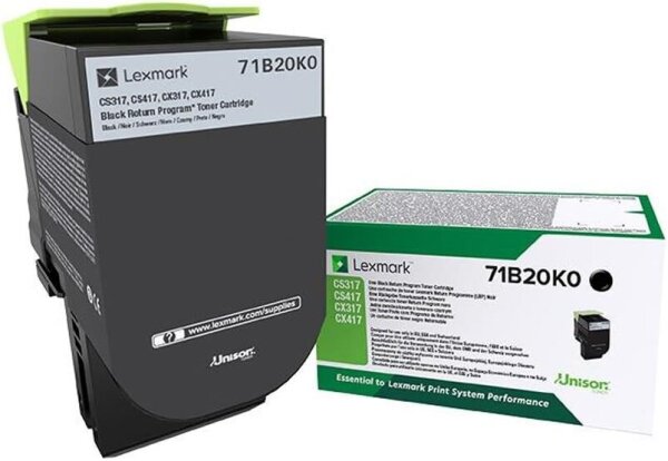 Lexmark 71B20K0 Original Black Toner, Standard Capacity, 3000 Pages, Compatible with CS317, CS417, CS517, CX317, CX417, CX517