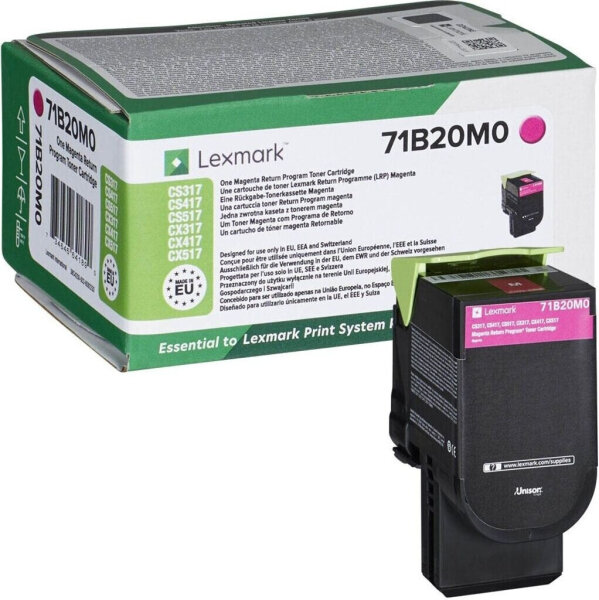 Lexmark 71B20M0 Original Magenta Toner Standard Capacity 2300 pages for CS317 CS417 CS517 CX317 CX417 CX517
