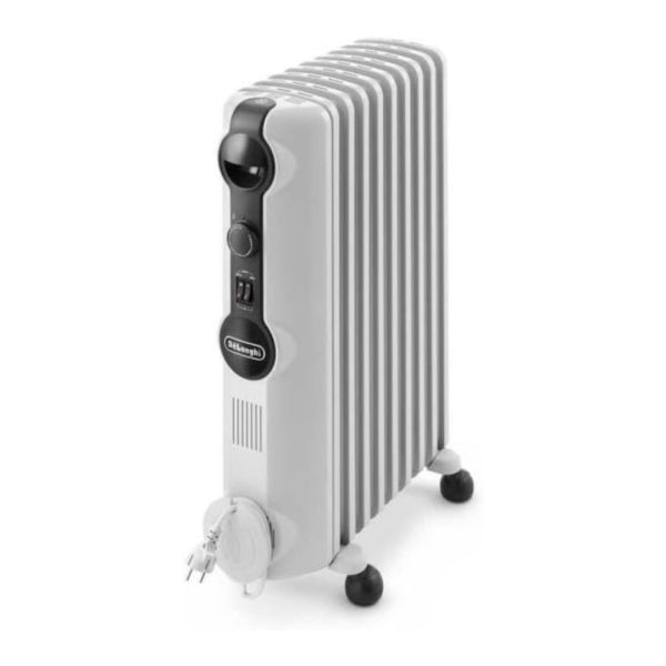 De’Longhi TRRS0920 Oil Radiator 2000 W, 9 fins, 3 heat settings, thermostat, casters, for approx. 24 m², white, 230 V