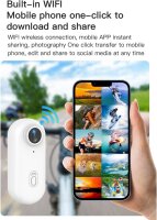 H.264 1080P Wi-Fi sports camera, waterproof up to 30m with magnetic mount, MP4, 4032x3024, TF card up to 256GB, 120 min charging time