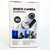 H.264 1080P Wi-Fi sports camera, waterproof up to 30m with magnetic mount, MP4, 4032x3024, TF card up to 256GB, 120 min charging time