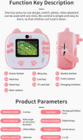 D13 Childrens Printing Camera Pink with 2.0 inch IPS HD screen, 5888x4416 px, 1-10x zoom, 6 filters, 32 GB expandable memory