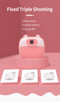 D13 Childrens Printing Camera Pink with 2.0 inch IPS HD screen, 5888x4416 px, 1-10x zoom, 6 filters, 32 GB expandable memory