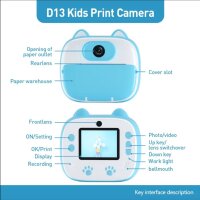 D13 Kinderdruckkamera mit 2,0 Zoll IPS HD Bildschirm, 5888x4416 px, 32 GB Speicher, 1–10x Zoom, 6 Farbfilter, blau