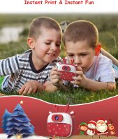 D13 Childrens Printing Camera with 2.0 inch IPS HD screen, 5888x4416 px, 32 GB memory, 1-10x zoom, 6 color filters, red
