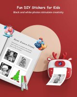 D13 Childrens Printing Camera with 2.0 inch IPS HD screen, 5888x4416 px, 32 GB memory, 1-10x zoom, 6 color filters, red