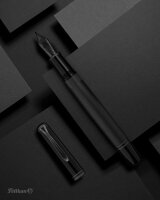 Pelikan M809 Black Matte fountain pen with case and box, elegant black writing instrument